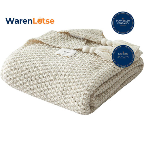 Decke strick plaid beige - strick,