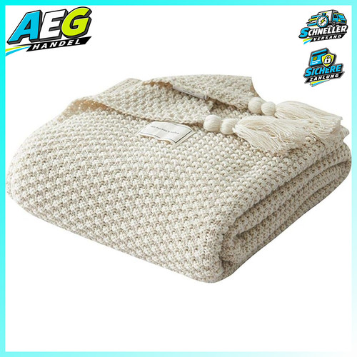 Decke strick plaid beige - plaid,
