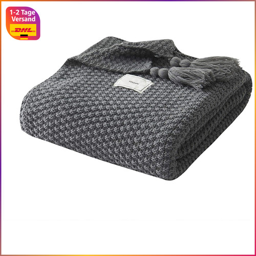 Decke strick plaid - decke, grau